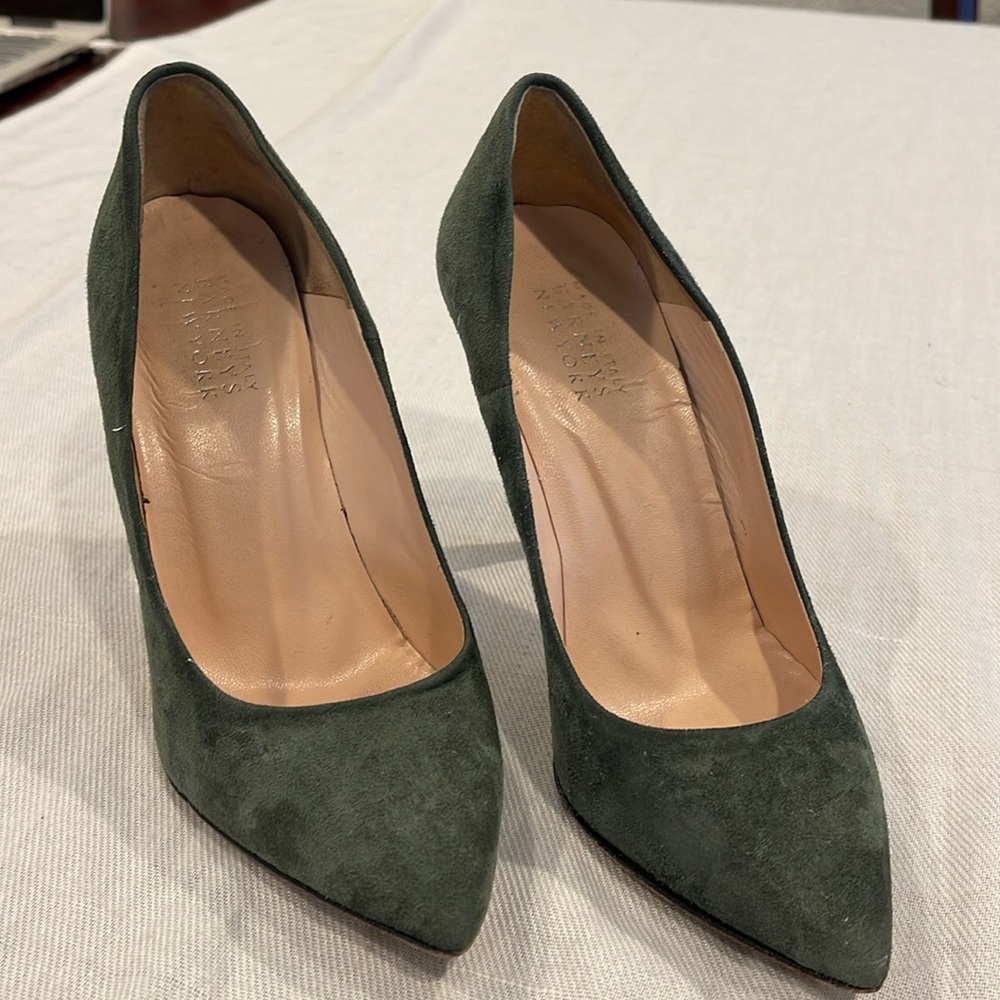Barneys New York | Green Suede Heels SZ 4.5-5